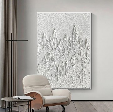  blanco - Montañas abstractas en blanco y negro de Palette Knife wall art minimalismo